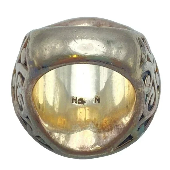 Vintage Druzy Stone Silver Ring Size 8 Opalescent Iridescent Crystals MARKED - Picture 7 of 10